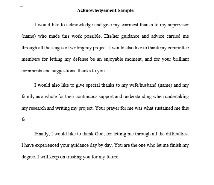 where to place acknowledgements in a thesis